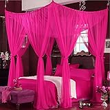 kqcnifvnklmプリンセス天井Mosquito Nets、ヨーロッパ宮殿ネッティング寝具floor-typeベッドキャノピー4つコーナーネッティングカーテン Twinch2 ピンク KQCNIF