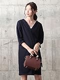 Angeliebe エンジェリーベ マタニティ ワンピース 授乳口付き ストレッチ ポンチ Ｖネック ワンピ 妊婦服 産前 産後 フリー ネイビー 22164 22164400