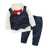 エルフ ベビー(Fairy Baby)ベビースーツ 男の子 上下セット 長袖フォーマル 結婚式服 重ね着風(サイズ：66、紺色)