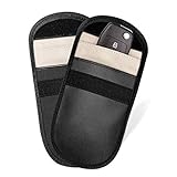 最安!スマートキー ケース 2個 汎用 電子キーカバー 電波遮断 圏外ポーチ 車 カバー キーホルダー リレーアタック対策 WIFI GSM LTE NFC RF 完全遮断 盗難防止 レザー 革 KOOLSEY (2スタイル- 2枚)