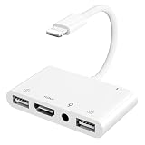 Unitrox (ユニトロックス) iPhoneマイクアダプター ライブストリーミング用 iPhoneからTVへのHDMIアダプター デュアルUSBメスOTGアダプター 充電ポート付き iPhone/iPad/iPodに対応 アプリケーションなし プラグアンドプレイ