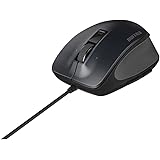 バッファロー BUFFALO 有線 BlueLED プレミアムフィットマウス 静音 5ボタン Mサイズ ブラック BSMBU505MBK