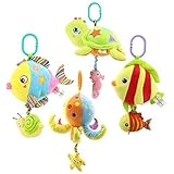 Qiyunかわいいファッションベビー漫画Plush Marine Creature DollsパズルCartoon Pulling Bell Marine動物おもちゃスタイル:オクトパス