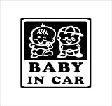 ノーブランド 黒 BABY IN CAR 赤ちゃん2人 双子 ツインズ シール ステッカー