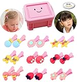 Jimmy ヘアゴム ヘアピン 髪留め 子供髪飾り かわいい 小物収納ボックス付き（子供プレゼント女の子） (ヘアピン 18点)