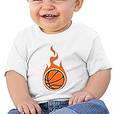 カッコいい ボーイとガール 炎にバスケットボール デザイン 半袖シャツ カジュアル White Size 6 M