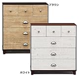 【日本製】2色対応 75cm幅4段ハイチェスト 完成品（ホワイト/ブラウン） (ブラウン)