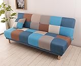 ソファベッド パッチワーク シングル リクライニング ソファーベッド /ブルー