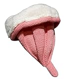 ピンクのかわいい冬プラスフラフツ暖かいニットウール品質のベビーハット