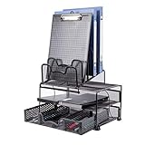 YOMYM 多機能卓上収納ラック メッシュファイルラック 書類トレー 新聞/雑誌/A4ファイル/フォルダー/書類入れ オフィスデスク上置棚