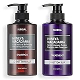 【KUNDAL/クンダル】コットンブルーの香り｜ハニー＆マカダミア シャンプー＆トリートメント セット (各500ml・ボトル) | 弱酸性 ノンシリコン 長続きする香り うるツヤ なめらか 指通りの良い仕上がり