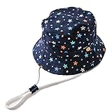 LeafIn ベビー 帽子 キッズ ハット ベビー ハット星柄 ひも付き 日よけ 紫外線対策 男女兼用 幼児用 子供用 50cm 1606