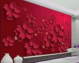 bzdhwwh 3d壁紙HDレッド花フォトウォールリビングルームホームデコレーションウォールペーパーPapelデParede抽象花柄壁紙 6949265110854