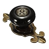 SODIAL(R) ヴィンテージセラミックドアノブ引き出し キャビネット衣装ワードローブ　プルハンドル　ブラック+ブロンズ