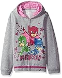 PJ MASKS Big Girls' Icon Print Zip up Hoodie Heather Grey 6 [並行輸入品]