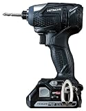 日立工機 18V コードレスインパクトドライバー 充電式 2.5Ahリチウムイオン電池、充電器、予備電池、ケース付 ブラック WH18DDL(2LFCK)(B)
