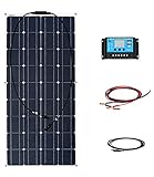 XINPUGUANG 100W 18V 単結晶フレキシブル基板1個+ 10A青コントローラー1 + 3M赤黒クリーナーライン1セット+ 3M黒MC4コネクターライン1セット 車/トラック/ヨット/RV