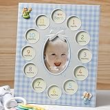 BABY'S 1st YEAR Photo COLLAGE FRAME - 13 Pictures - GIFT KEEPSAKE - CHRISTENING (BOY - Blue) by FC [
