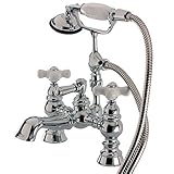 Kingston Brass CC1160T1 English Heritage Vintage Leg Tub Filler with Hand Shower, Polished Chrome [並