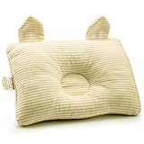 ベビー枕 赤ちゃん枕 ベビーピロー 3D 絶壁防止枕 赤ちゃんの頭の形を守ります かわいい ベビー雑貨 幼児用品 出産祝い （ 調整不可） 26*21cm (イエローストライプ)