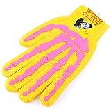 ワークグローブ ワンポイントデザイン ニット手袋/軍手 防寒 WorkGlove-3-01.SkullBone 黄×ピンク
