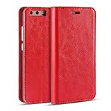 Golikef Huawei P10 Plus ケース カバー バンパー 手帳型 高級 本革 レザー 色鮮やか レトロ な book case 型 柔らかいシリコンTPUラバーカバー スタンド機能 カ