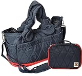 【B5-4】 ショルダー付き 2WAY マザーズバッグ ポーチ付き2点セット 斜め掛け ママバッグ　■MAMA-SET2■ (NAVY)