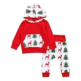 クリスマスツリーと小鹿　　2点セット（上着＋パンツ）男女兼用　かわいい　ベビー服　女の子　赤ちゃん服　幼児　子供服　男の子　長袖　４サイズ　キッズ服　ロンパース カバーオール　満月/出産祝い/プレゼン