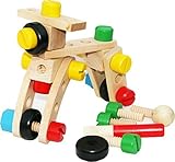 Toys of Wood Oxford Wooden Nut and Bolt Building Blocks Construction Kit 30 Pieces with a bag- Large