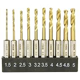E-Value 六角軸 鉄工用ドリルセット ショート チタンコーティング 10本組 ESTDT-10HEX