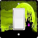 Rikki Knight Halloween Green Silhouette Graveyard Single Rocker Light Switch Plate [並行輸入品]