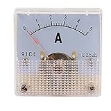 uxcell アナログ電流計 プラスチック 金属 DC 0-5A 42 x 42mm ホワイト グレー