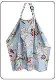 【SCGEHA】授乳 ケープ ナーシングカバー ワイヤー入り ポケット付き ポーチ付き 長さ調整可 赤ちゃんの顔が見えるから安心 (ライトブルー/カラフルフラワー)
