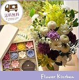 お供えセット　ムーンダストお供えアレンジLサイズ＋【花づくし】12個のお花のキャンドルギフトセット