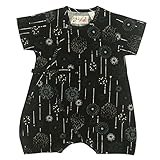 甚平 ロンパース ベビー 新生児 男の子 綿100% 日本製生地 グレコ 花火/黒-1010 50-60cm