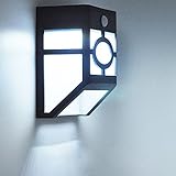 Jimeng　ソーラーライト　電気代0円！　センサーで自動点灯　ソーラー充電式ウォールライト　屋外照明　防水仕様　配線不要　外灯　ランプ　ソーラーLEDポーチライト　ホワイト