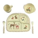 OEM 5 piece/set baby bamboo tableware dish set
