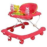 ベビーウォーカー、6ヶ月から18ヶ月の反ロールオーバー多機能運転、音楽のベビーカーでの折り畳み ( 色 : 赤 )