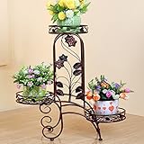 ADDAS アイアンフラワースタンドマルチフロアスタイルの屋内バルコニーリビングルームヨーロッパの花はいくつかの花のポットを過ごす ( 色 : グリーンブロンズ )