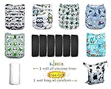 Lilbit Halloween Skull 6 Pcs Bamboo Charcoal Inserts and 6 Pcs Baby Cloth Diapers by LilBit