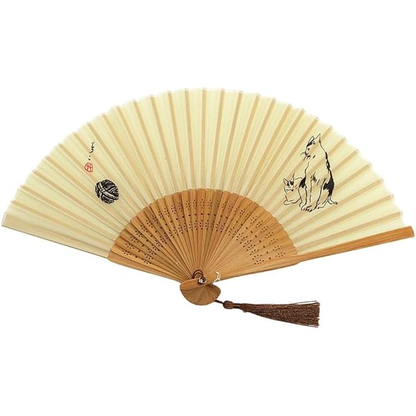 Amazon | [きもの翔鶴] 扇子 竹久夢二 ねことまり シルク 正絹