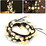 LEDGLE Black String Lights Flexible Patio Lights Ball Fairy Lights 8 Lighting Modes Memory Function 