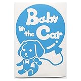 ブルー（青） 犬 ダックスフンド 風船 Baby in the car ベビー イン ザ カー ベビーインカー ステッカー 窓ガラス用シールタイプ 車 戌...