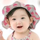 日よけ ベビー 赤ちゃん 帽子　紫外線　日焼け 外出用 uvカット 綿　夏 ひも付き キッズ 女の子　軽い　可愛い ローズ