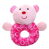 giftshop101 5.5 "動物ソフトPlush Baby Rattle Baby Toy – ピンクBear