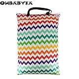 OHBABYKAウェットバック(防水バッグ) おむつポーチ おむつバッグ 防水ポーチ 抗菌 消臭 可愛い オムツ おしりふき 着替え タオル 水着 お風呂用品 食事セット入れ マルチ収納 ショッピング