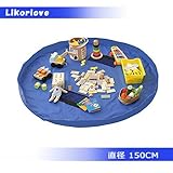 Likorlove おもちゃ収納袋 お片付けマット プレイマット 直径150cm お出かけに便利 洗濯できる 玩具/レゴ/ブロックのお片づけ ブルー