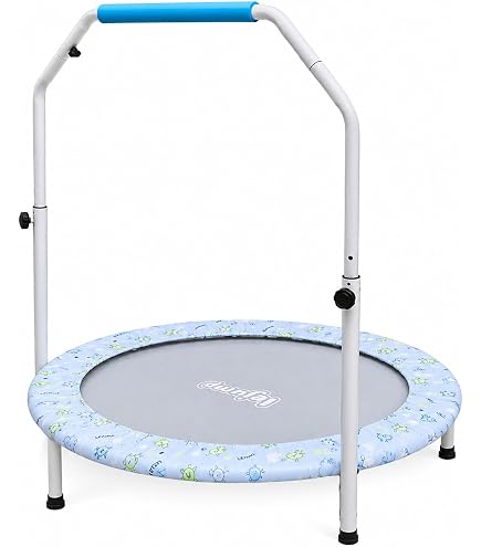 Amazon | COSTWAY トランポリン 子供用 補助手すり付き 直径92cm 耐