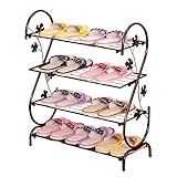 ヨーロッパの鉄の多層のシンプルな靴のラックのストレージメタル小さな4点シューズラック (Color : Four layers of bronze)