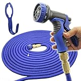 改良版 伸びるホース 魔法のホース 伸縮ホース 銅製金属 採用 ホースリール 水撒き 洗車 ガーデニング びっくりホース 7m 22m 収納フック 付 1年保証